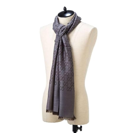 Gucci Scarf Dark Coffee with Gray Color 1264