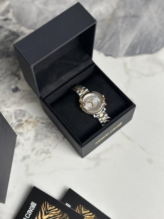 Roberto cavalli silver rosegold watch