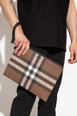Burberry Large Check E-canvas Zip Pouch