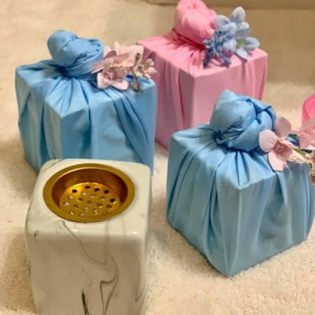 مبخرة رخام تنسيق ثيم ياباني ازرق سماوي ازرق توزيعات مواليد