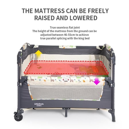 سرير أطفال من 0-4 سنوات لون رمادي كامل