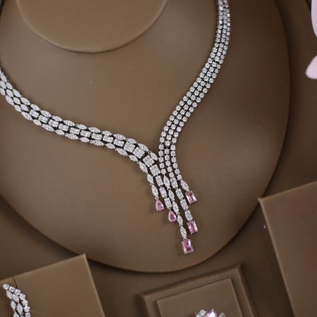 طقم دقة الالماس -وردي