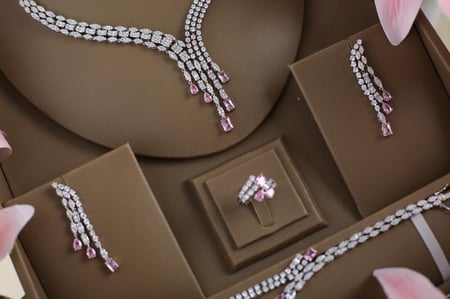 طقم دقة الالماس -وردي