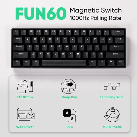 كيبورد مغناطيسي لاسلكي FUN60 MAX