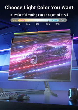 اضاءة للشاشة مميزة RGB وايرلس بجهاز تحكم عن بعد