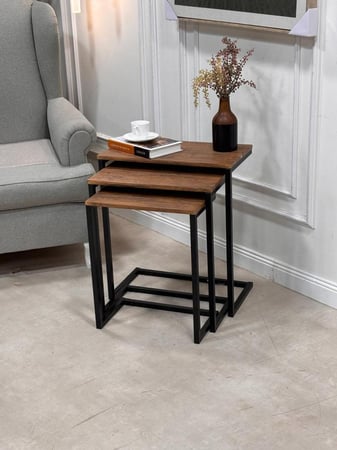 طقم طاولات جانبية (3 قطع) بتصميم عصري أنيق