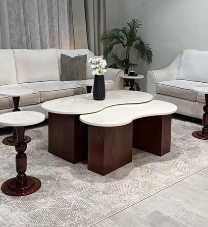 طقم طاولات 2 + 6 خدمة أنيق وفخم بتصميم عصري مميز