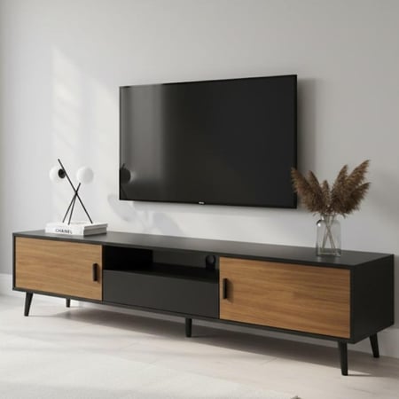 طاولة بلازما  بني - سطح اسود  180 سم