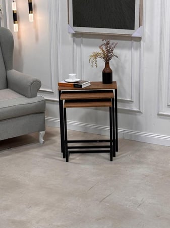 طقم طاولات جانبية (3 قطع) بتصميم عصري أنيق