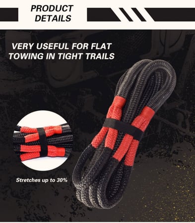 Kinetic Recovery Robe for 4x4 Off Road -  حبل سحب مطاطي للسياره عالي التحمل 14 طن 9 متر