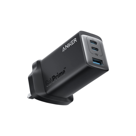 شاحن جداري انكر بتقنية جان برايم بقوة 65 واط و 3 منافذ - أسود