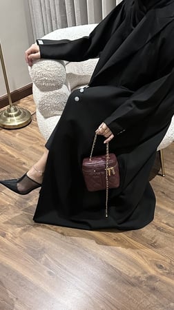 عبايه كتان اسود - كم كتان صيفي مع طرحه مجانا