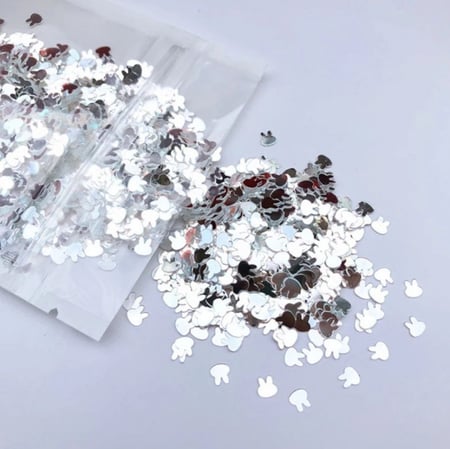 ترتر شكل الأرنب بعدة ألوان (وزن الكيس 10 جرام)