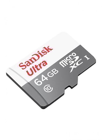 سانديسك بطاقات الذاكرة ألترا microSDXC UHS-I من الفئة 10 64غيغابايت أبيض/رمادي