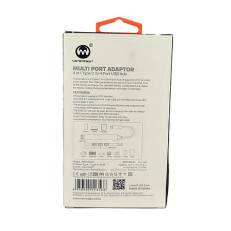 microdigit - محول متعدد المنافذ 4 في 1 USB-C إلى 4 منافذ USB 3