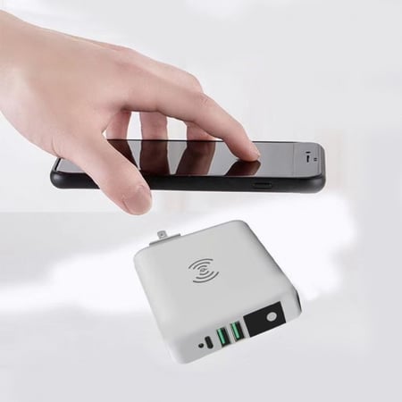 lectronic - شاحن حائط 3 في 1 ابيكس مع باور بانك لاسلكي، 6700 مللي امبير في الساعة