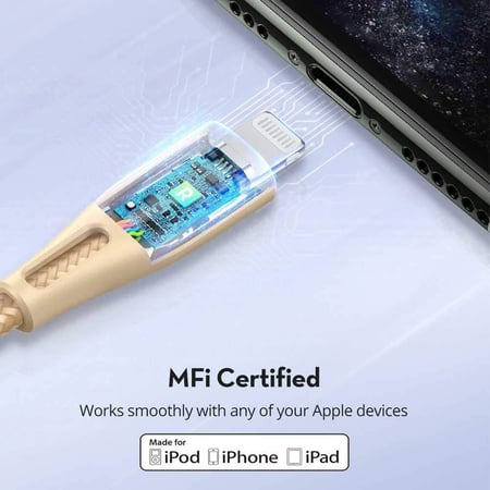 RAVPOWER - 0.3M كيبل راف باور USB-C نايلون إلى لايتنينق