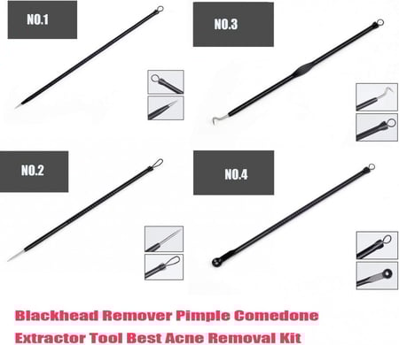كوزماتيكس تولز مجموعة ادوات ازالة الرؤوس السوداء والبثور وحب الشباب - 4قطع