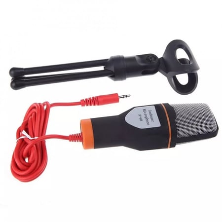 ميكرفون احترافي مع ستاند مكتبي | اسود برتقالي Microphone With Stand | Sf-666