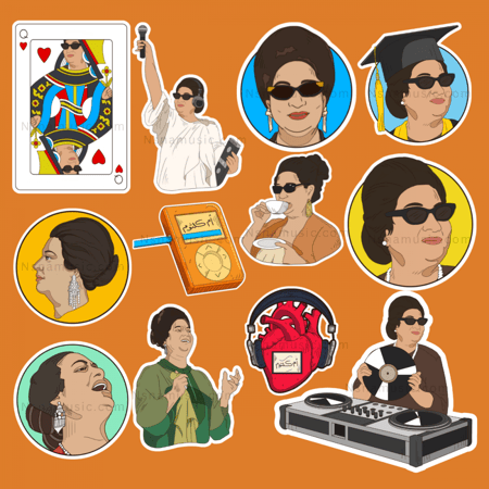 مجموعة ستيكرات 2 أم كلثوم