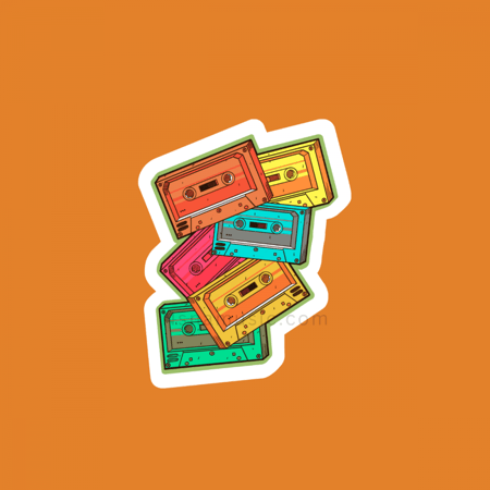 ستيكر كاسيتات ملونة