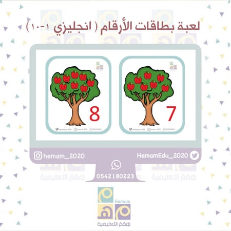 بطاقات الأرقام انجليزي 1-10