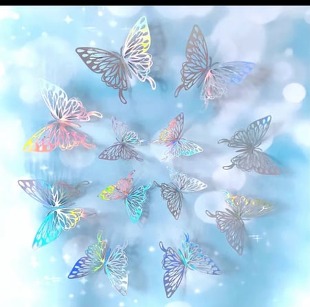 3قطع فراشات ب 3 مقاسات مختلفه لتزين اعمال الريزن والاعمال الفنيه وديكور الجدار او تزين الحلا