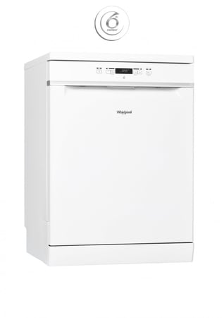 غسالة صحون ويرلبول 8 برامج، 2 رف، 14طقم، الحاسة 6 - أبيض