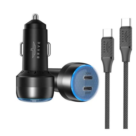 شاحن سيارة - 2PD 60W - BRAVE