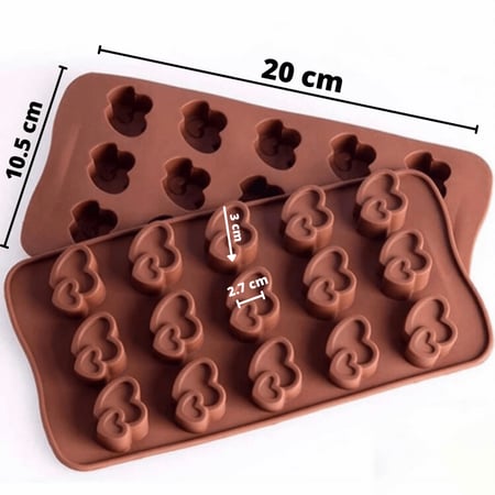 قالب سيليكون قلبين للشكولاه / قوالب شكولاته حجم صغير ( قطعه واحده )