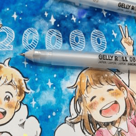 طقم اقلام جيلي رول الوان معدنية والابيض 3 اقلام متوسط ساكورا