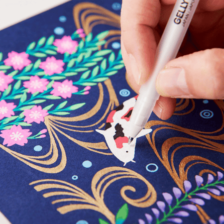 طقم اقلام جيلي رول الوان معدنية والابيض 3 اقلام متوسط ساكورا