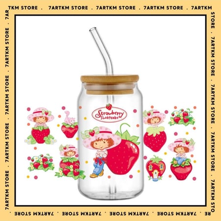 كاس زجاج - strawberry shortcake3