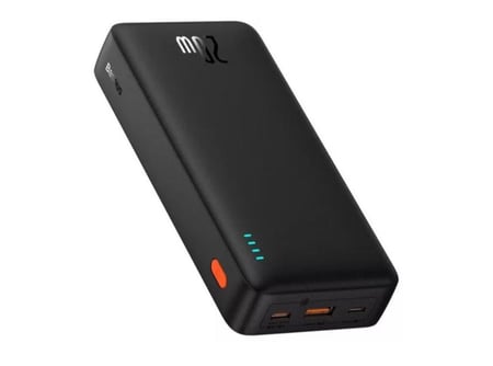 باور بانك  20000 مللي أمبير، من شركة  Baseus Airpow  وات20  أسود يدعم الشحن السريع