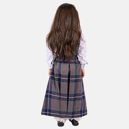 مريول روضة كاروهات رصاصي مقاس 28-36 موديل 14