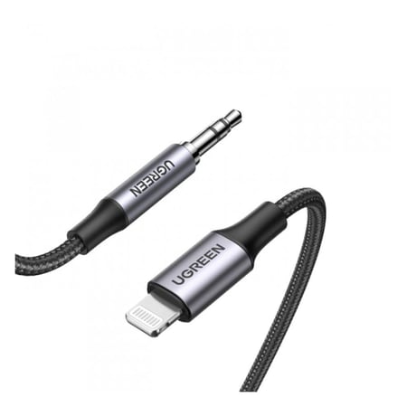 يوجرين كيبل  محول صوت  AUX الى لايتنج بطول متر  - أسود