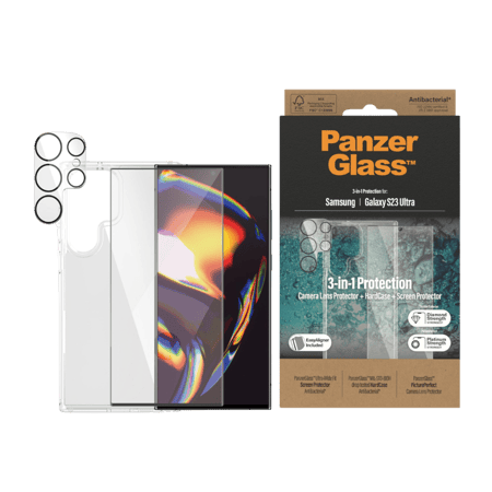 بكج حماية بانزر جلاس 3 في 1 سامسونج اس 23 الترا - شفاف