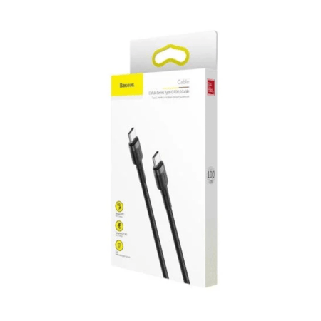 كيبل بيسوس تايب سي الى تايب سي بقوة 60 واط بطول 1 متر - اسود