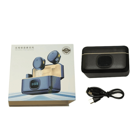 ميكروفون لاسلكي تايب سي بخاصية تقليل الضوضاء مع علبة شحن - اسود