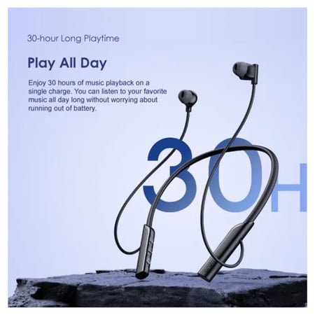 سماعة أذن اورايمو لاسلكية على الرقبة بخاصية الاهتزاز مع المكالمات - أسود