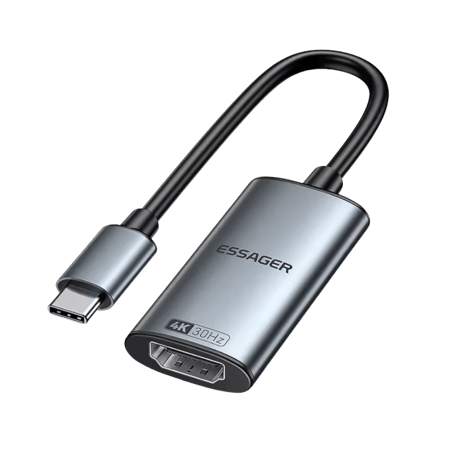 كابل محمول إساجر USB-C إلى HDMI بجودة 4k بقوة 30 ميجاهرتز - رمادي