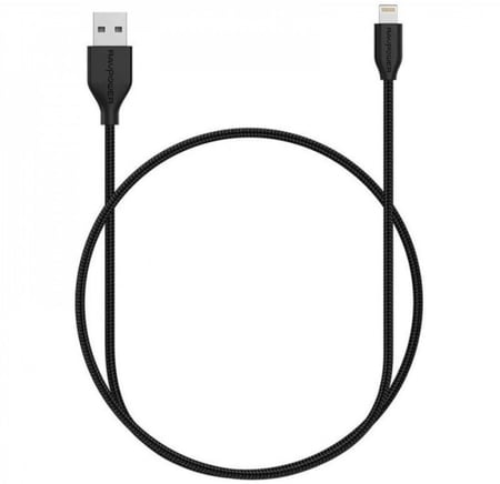 كابل راف باور لايتينج لأيفون 1.2 متر قماش اسود