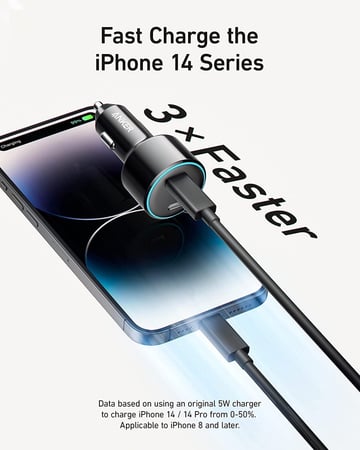 شاحن سيارة سريع بمنفذين يو اس بي سي 50 واط من آنكر