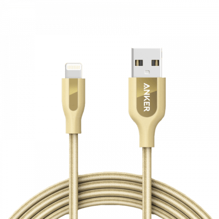 كيبل أنكر للأيفون بور لاين بلس قماش 1.80m / 6ft - ذهبي