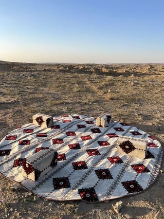 فرشة دائري 3 في 3 تايلندي جلد ضد الماء + 4 مراكي