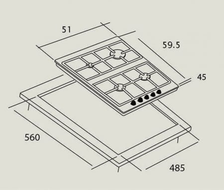 سطح سوبرغاز 60سم 4 عين غاز حديد ثقيل ايطالي