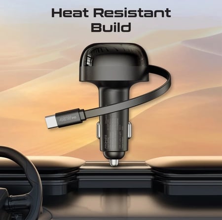 Promate شاحن سيارة متعدد المنافذ بقدرة 62 واط مع كابل USB-C قابل للسحب