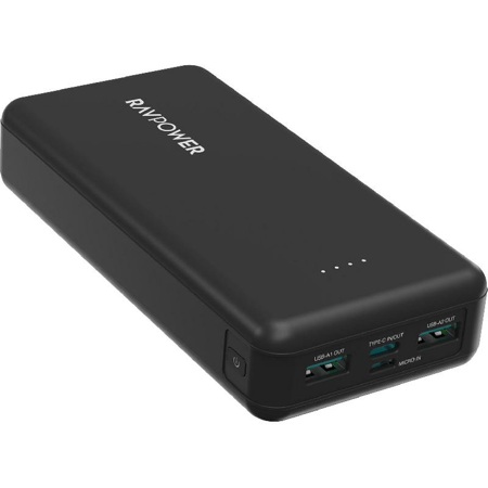 بطارية متنقله راف باور RP-PB1216 20000mah 15W 4-port اسود 20000 مللي أمبير ساعة