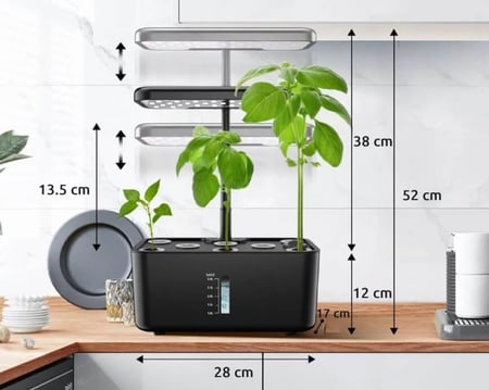 ابعاد جهاز الزراعة المائية المنزلي الذكي