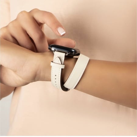 سوار جلد دبل أبيض - Double Tour White